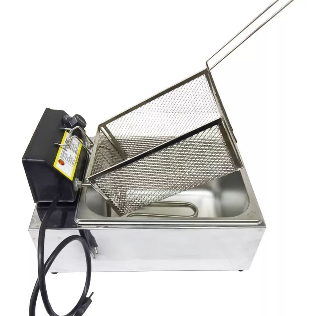 Fritadeira Elétrica Industrial Cuba 7L Inox Profissional com Termostato para Batata e Pastel
