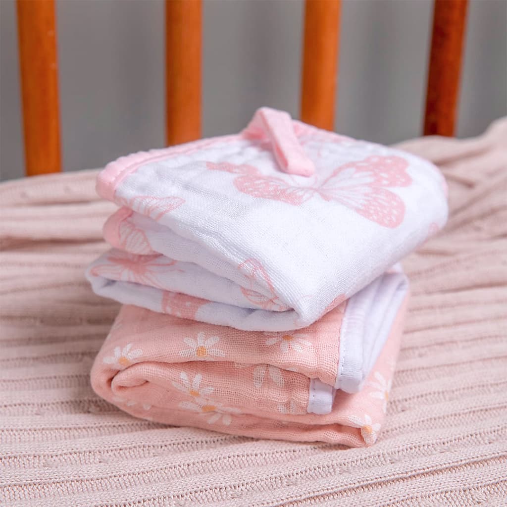 Pano De Boca Bebê Soft Menina Menino 40x40cm C/ prendedor de chupeta - kit C/2 Unidades - Papi