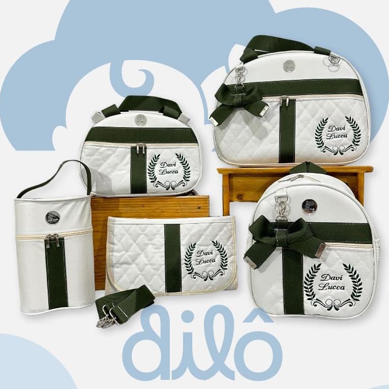 Kit luxo personalizado, bolsas maternidades personalizadas. Conjunto de bolsas para bebê, Dilô Kids.