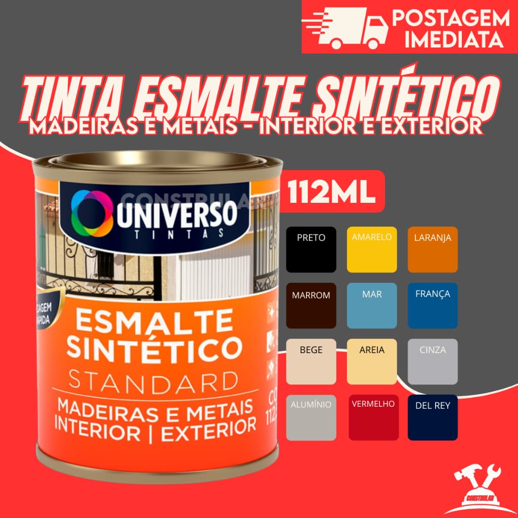 Tinta Pequena Esmalte/Óleo Sintético 112ml | MADEIRA, METAL, FERRO | Diversas Cores - UNIVERSO