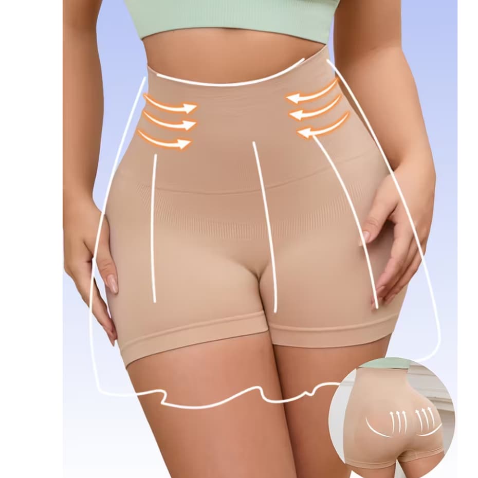 Short Cinta Sem Costura Cós Alto 12 Cm Não Enrola e Sem Marcar