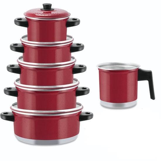 Jogo De Panela Caçarola Conjunto + Leiteira Kit 6 pçs Premium