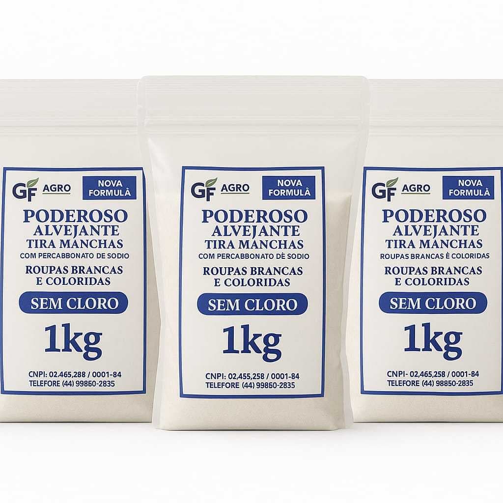 Alvejante Poderoso com Percarbonato de Sódio Tira Manchas Roupas Brancas e Coloridas -GF Agro