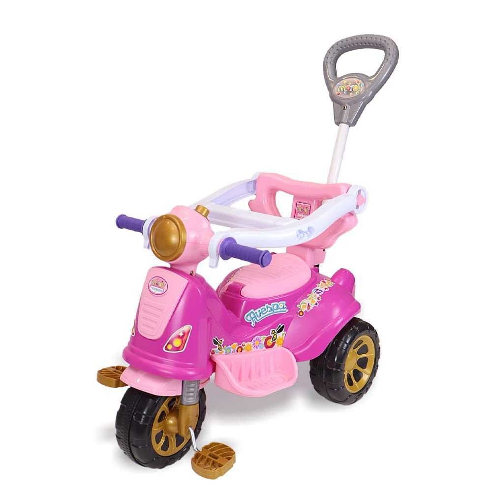 Triciclo Infantil Com Empurrador Avespa Princesa Rosa Maral