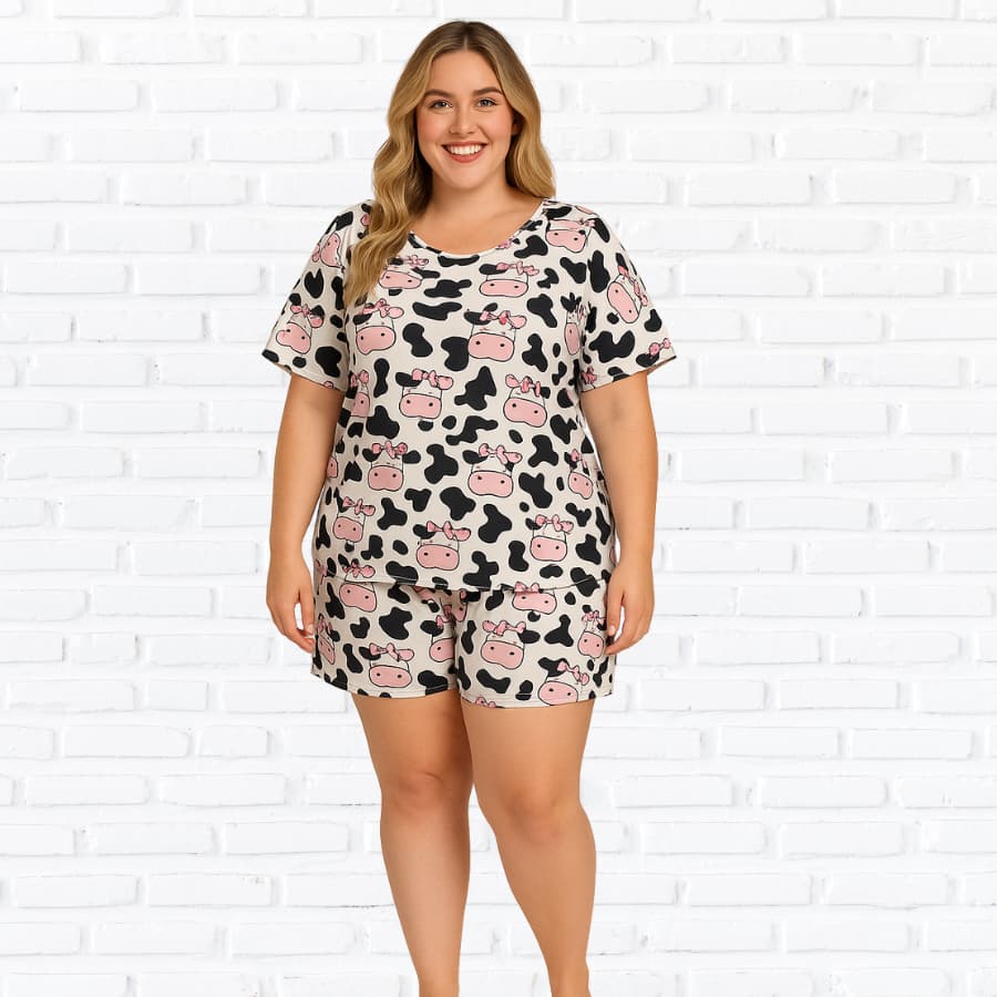 Pijama Baby Doll Suede Confortável Plus Size Camisa e Shorts