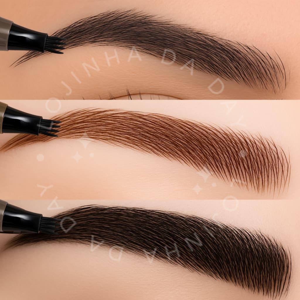 Ki 2 ou 1 Caneta Sobrancelha Barba Fio a Fio Microblanding Lua e Neve