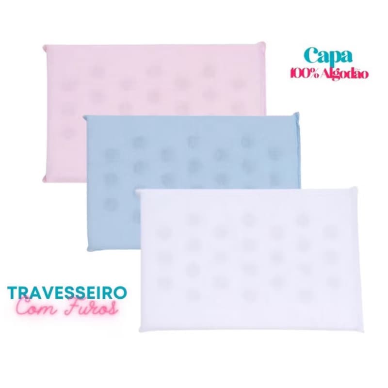 Travesseiro de bebê Anti Sufocamento com Furos Antialérgico