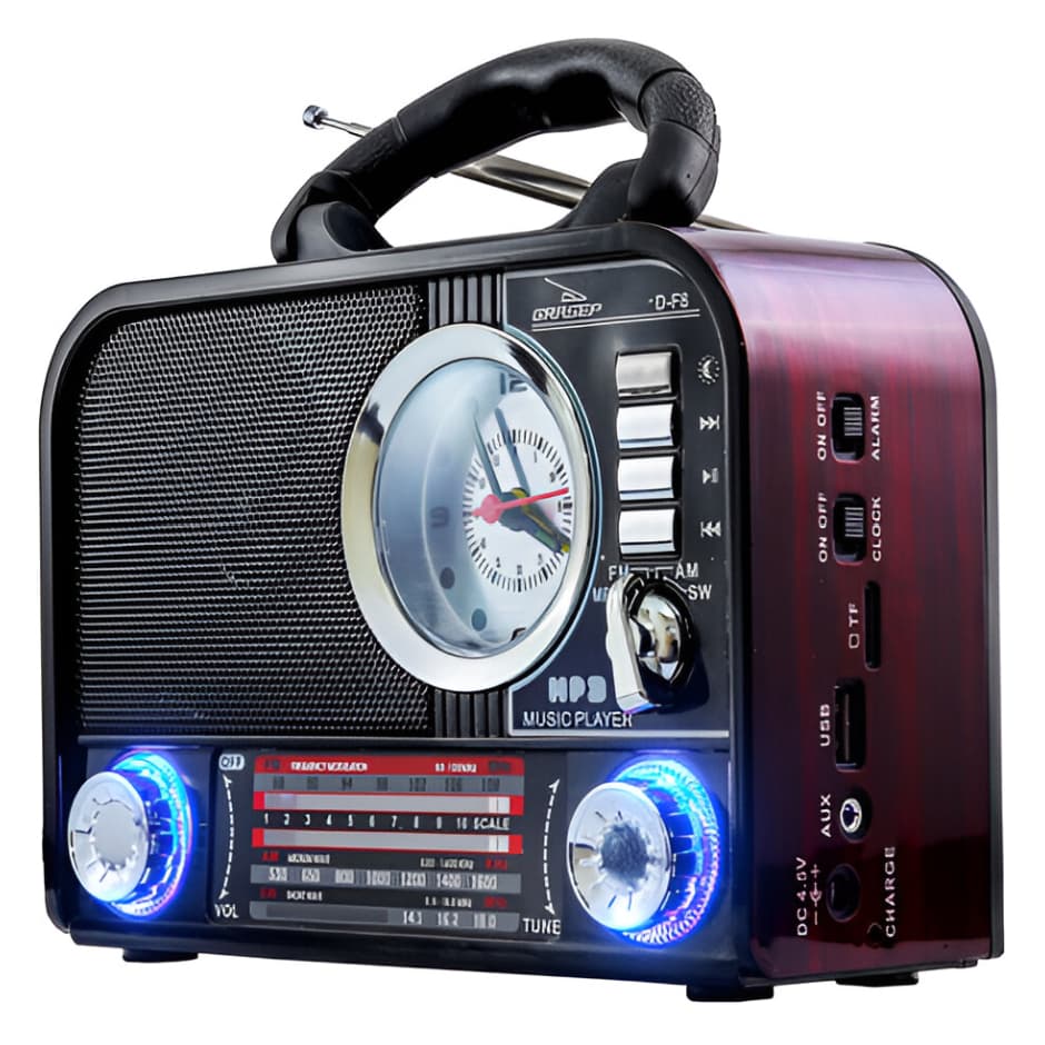 Rádio Retrô Vintage Portátil com bluetooth carregavel na Tomada Pilha Am Fm Sw Com Sd Usb Áudio