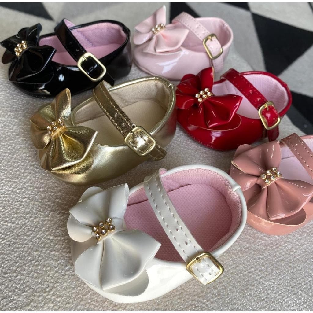 Sapatinho Boneca Bebe Macio Menina Laço