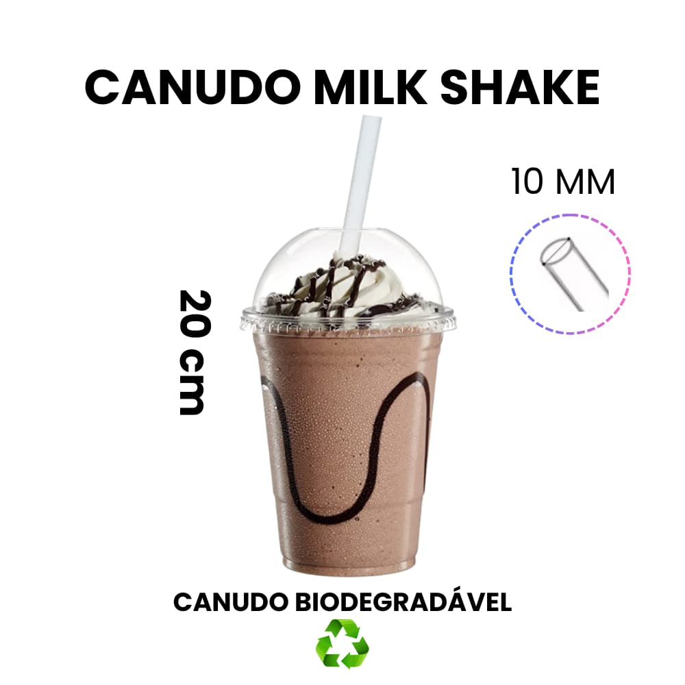 Canudo Milk Shake 10mm Biodegradável | Canudo Smothies, Açaí | Canudo Grosso