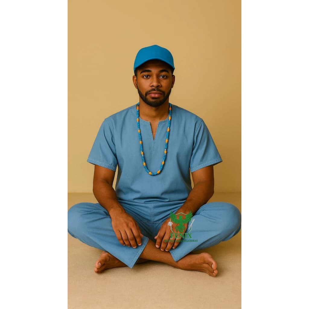 Roupa de Erê Masculino Menino Azul 2pçs Umbanda Candomblé Cosme e Damião