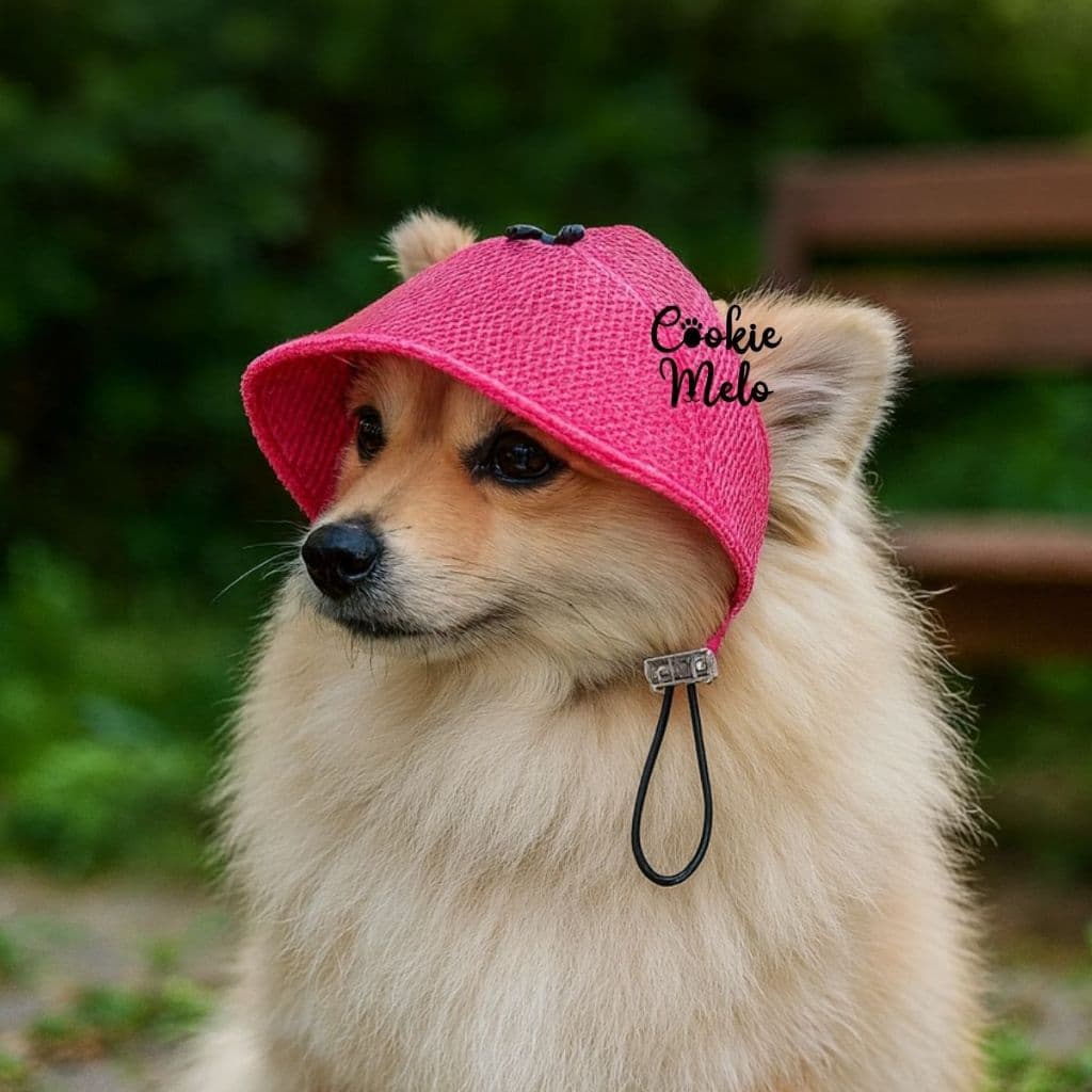 Chapeu Bone Para Pet Cachorro Gato Fêmea Macho Ajustável de Tecido Gato em Tecido P M G Protege do Sol