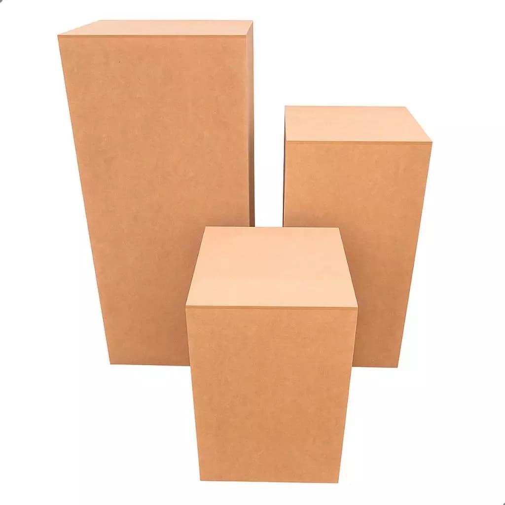 Trio de Cubos MDF Decorativos para Festa Encaixáveis Empilháveis Suporte de Mesa e Aparador Alta Qualidade