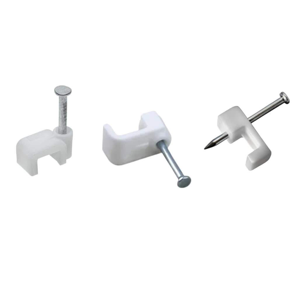 Kits E Unidade Fixa Fio Quadrado Branco 5mm,6mm e 8mm Prego Aço 25mm Interneed Segurança Cabos Fiação Casa Apartamento