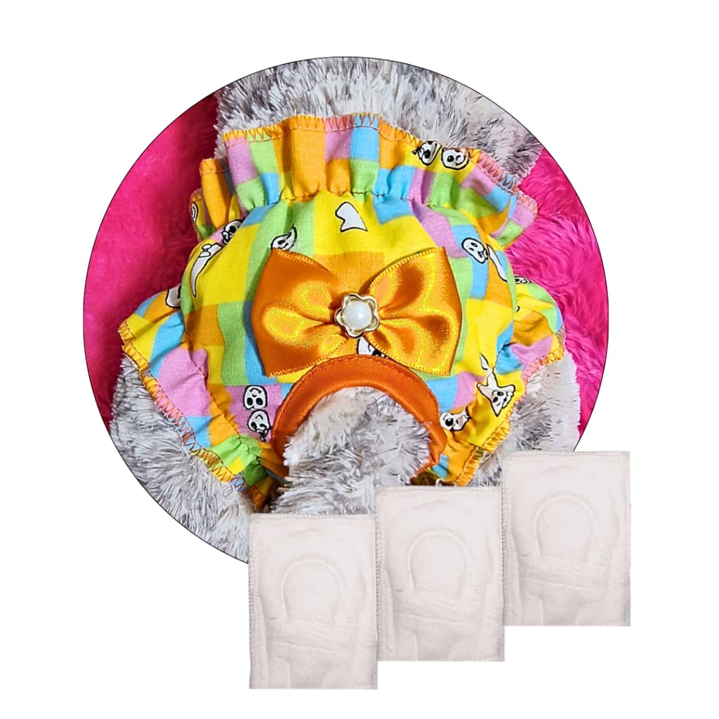 Calcinha Higiênica Pet e 3 Absorventes Cães no Cio Cachorro Gato