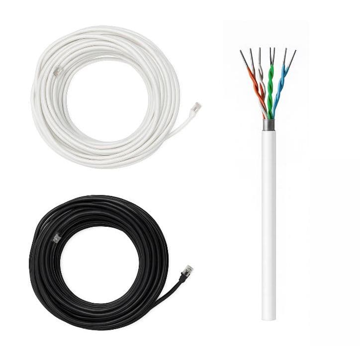 Cabo de Rede Blindado Externo Montado Preto e Branco RJ45 10/15/20/25/30 Metros