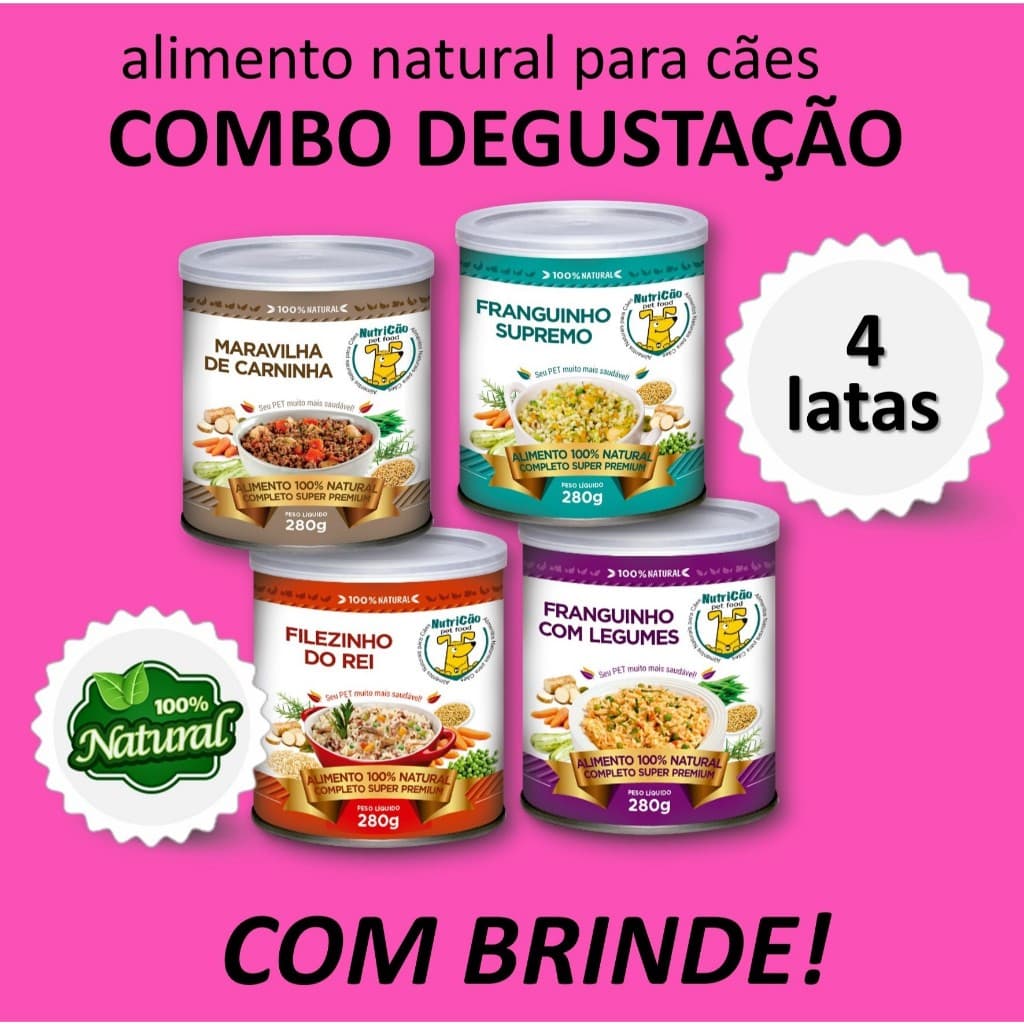 Kit Delícia Ração Úmida NutriCão Pet Food para Cães Sabores Carne Frango Alimento Natural