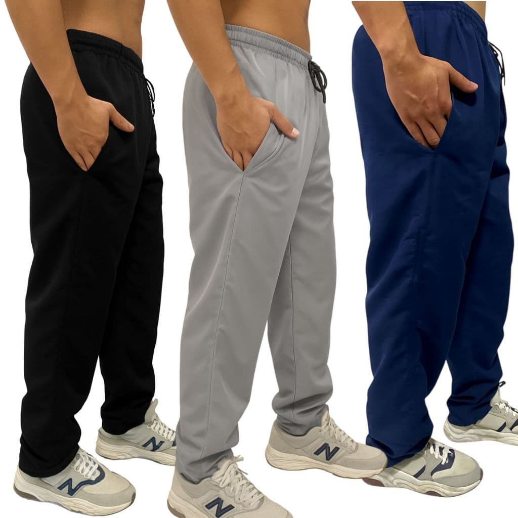 Kit 3 Calças Masculina Tactel Lisa Com Bolsos Esporte Caminhada Academia Trabalho