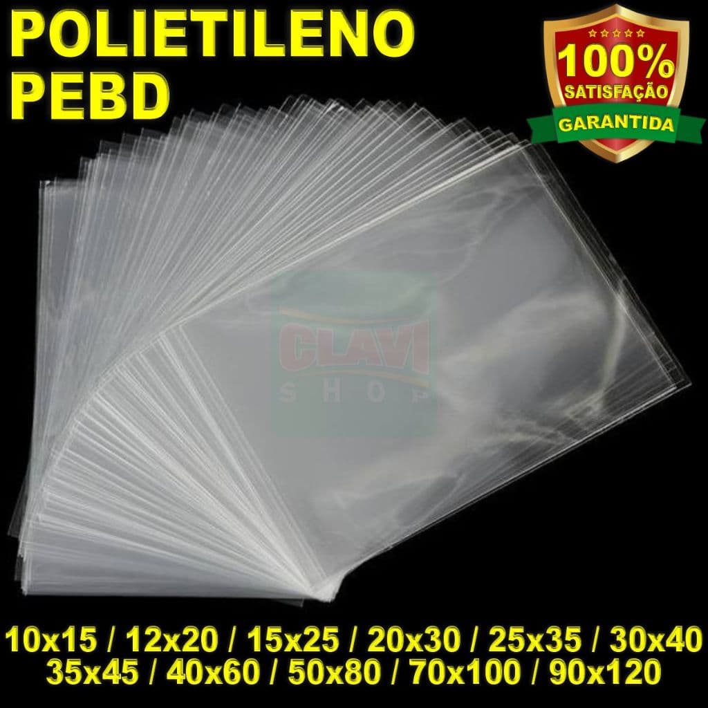 Saco Plástico Transparente PE Reforçado 1kg – Embalagem Alimentos – Várias Medidas Espessuras