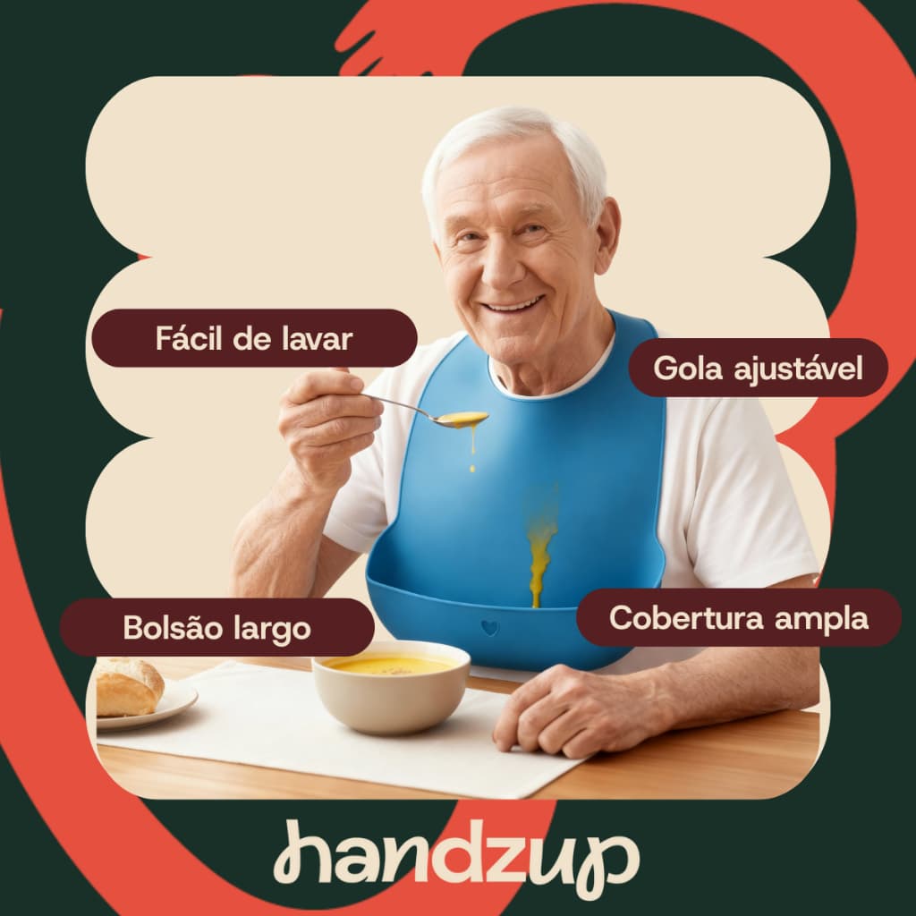 Babador De Silicone Adulto Idoso Protetor de Roupa Ajustável Babete Impermeável Lavável Canguru