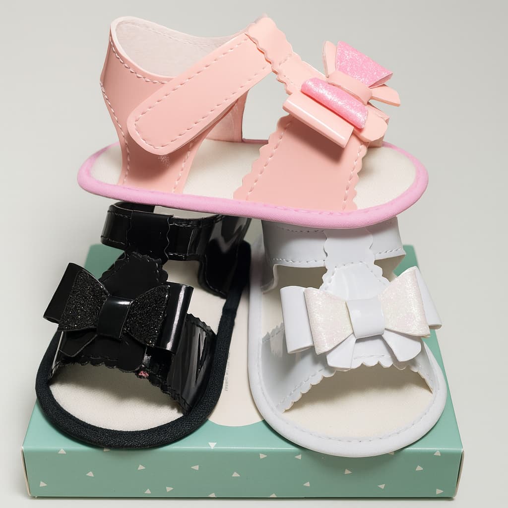 Kit 3 Pares Sandalia Femininas Laço Para Bebê Menina e Reborn