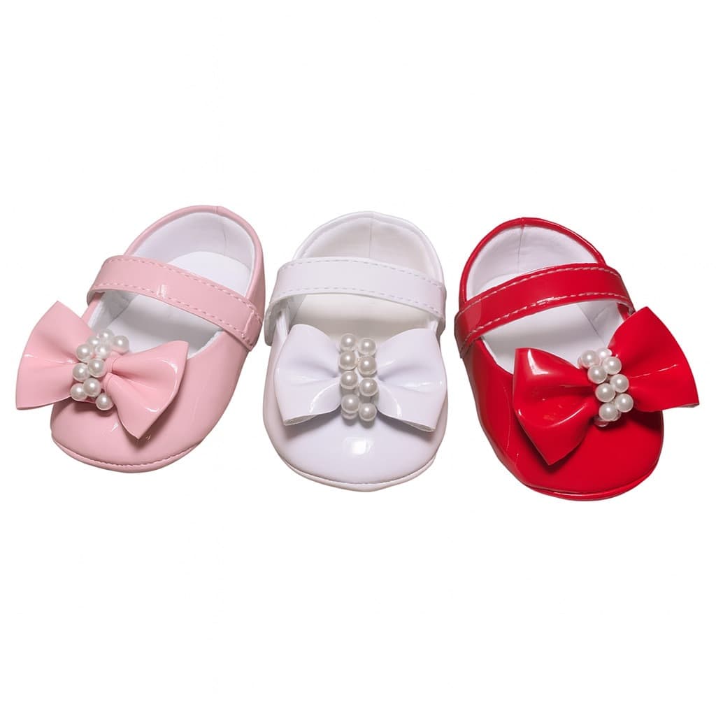 Kit 3 Pares Sapatilhas Femininas Perolas Para Bebê Menina e Reborn