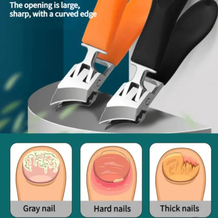 Cortador de unhas de ângulo amplo com abertura afiada e à prova de respingos em aço inoxidável para unhas encravadas