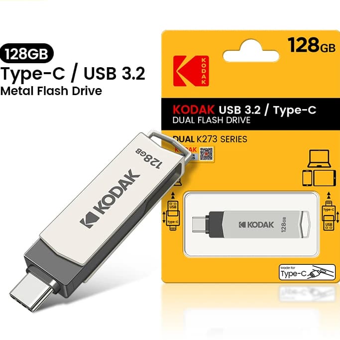 Pendrive Dual Flash Usb Otg tipo C, USB 3.2 - Kodak 64 GB Original