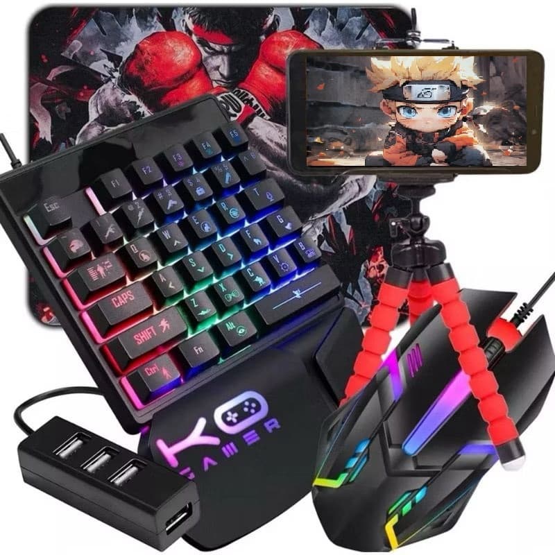 Kit Mobilador Para Celular Completo Varios Modelos Teclado + Mouse Gamer + Mouse Pad + Hub + Tripe