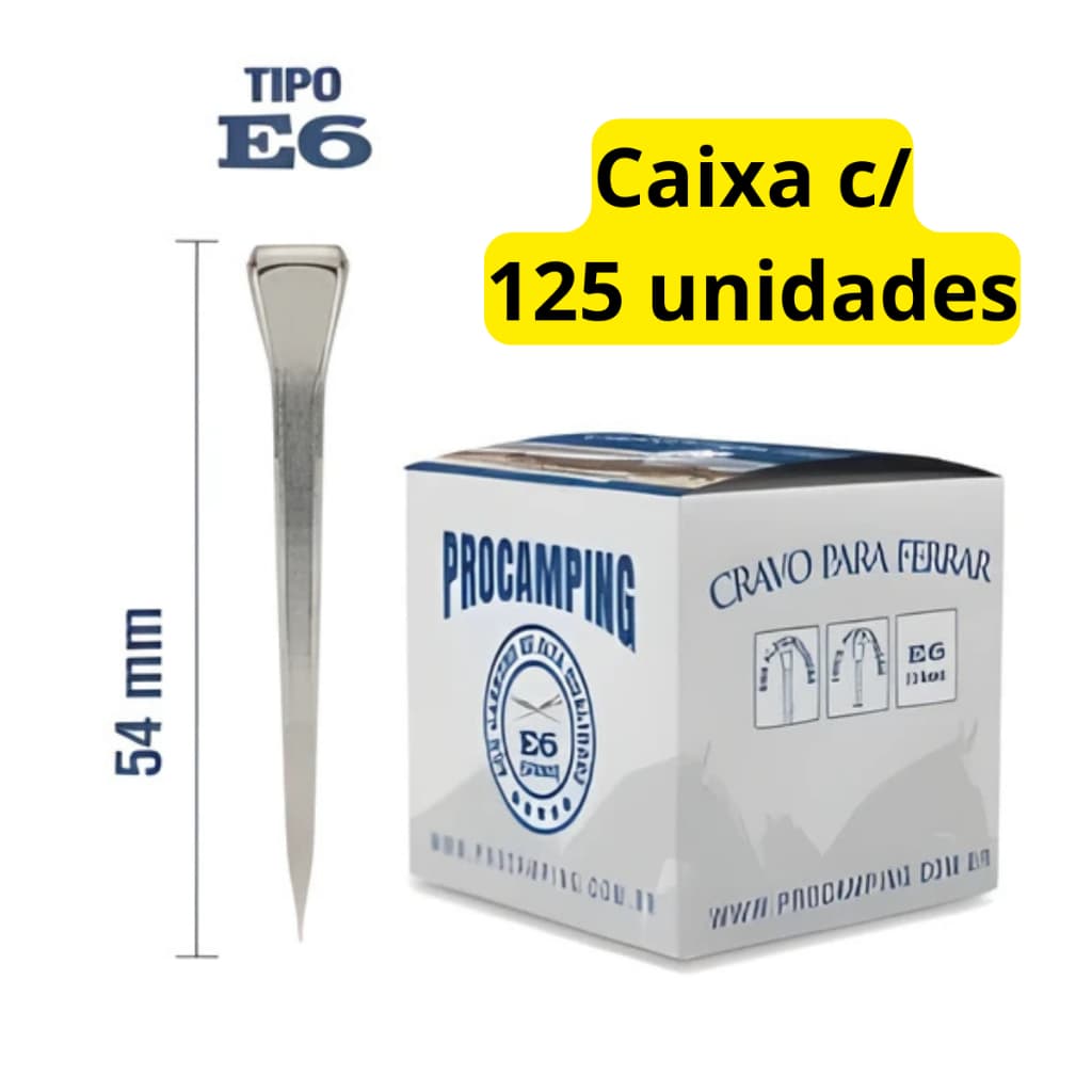 Cravo para ferrar ferraduras  cavalos  Procamping E 6 c/ 125  unidades