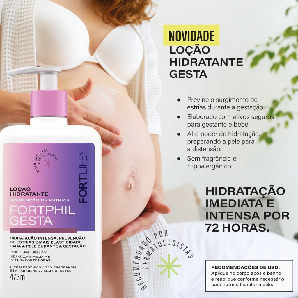 FortPhil Gesta Loção Hidratante (Menos Estrias, Mais Elasticidade) 473ml FortLife