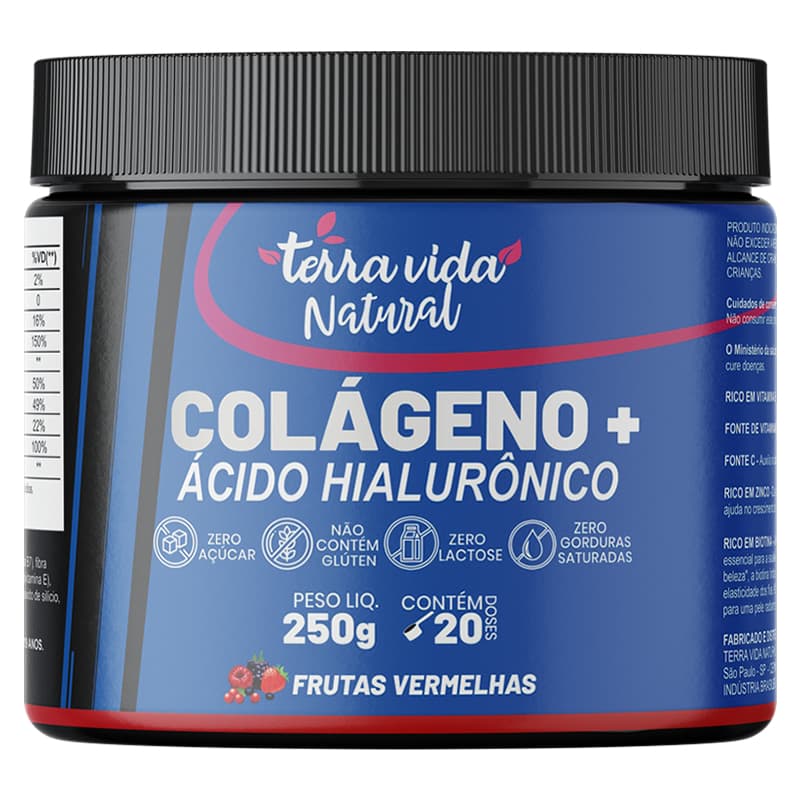 Colágeno Com Ácido Hialuronico Matéria Prima Importada com 250g - Mega Oferta