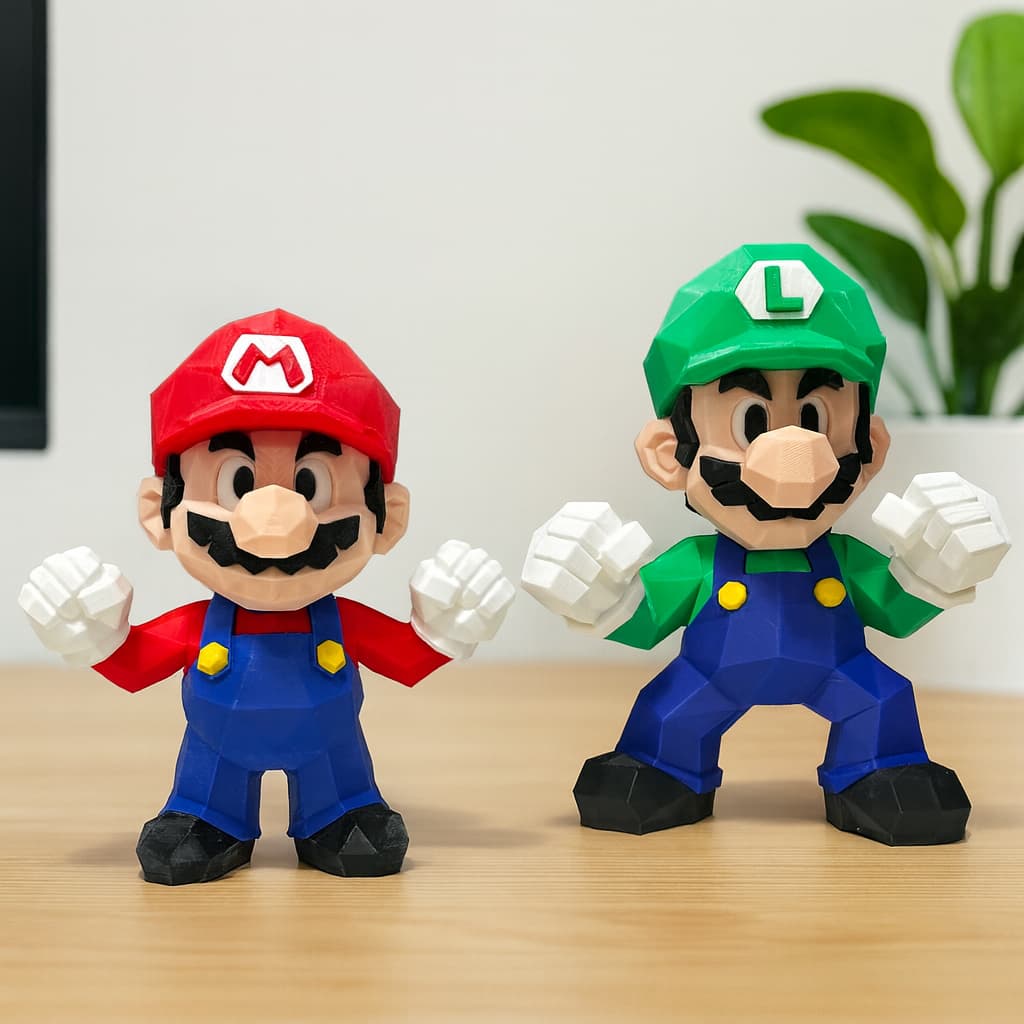 Mario Poligonal 3D Decoração Gamer Colecionável