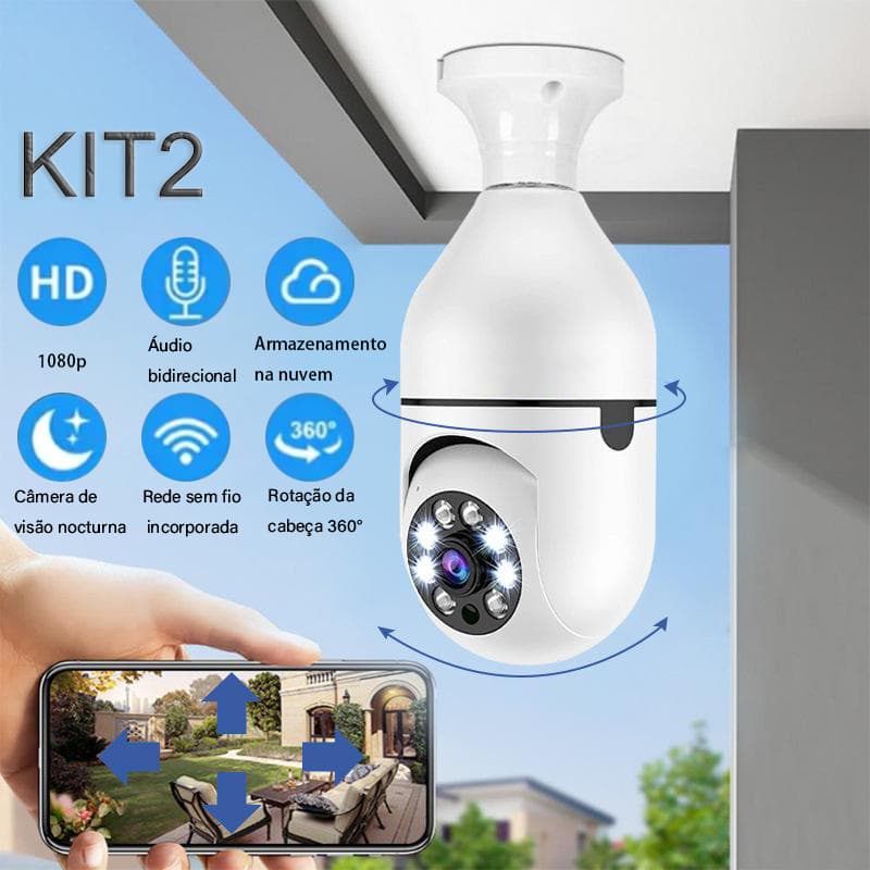 1PC/KIT2 Câmera lâmpada HD 1080P WiFi, 360°, áudio bidirecional, visão noturna e rastreio automático -G4