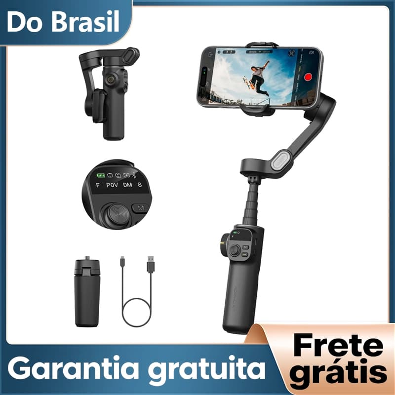 Estabilização de 3 Eixos Gimbal Portátil Aochuan X2 Selfiestick Smartphone Preto