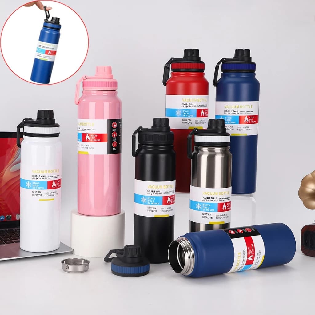 Garrafa Térmica 800ml/1000ml garrafa espacial Frio/Quente Aço Inoxidável Copo Esportivo Portáti