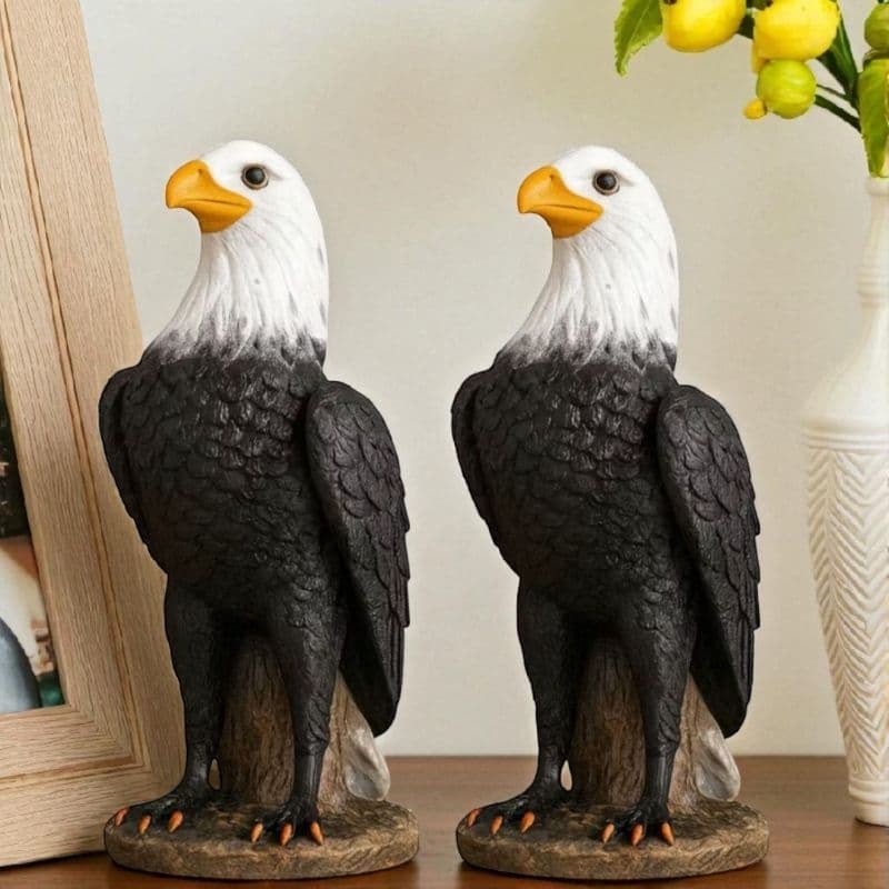 Kit 2 Gavião Águia De Gesso  Decorativa Casa Jardim Estatua Espanta Pombo