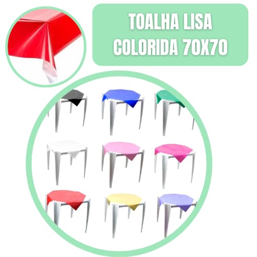 10 Toalha Plástica de Mesa 70x70cm Lisa – Ideal para Festas e Convidados
