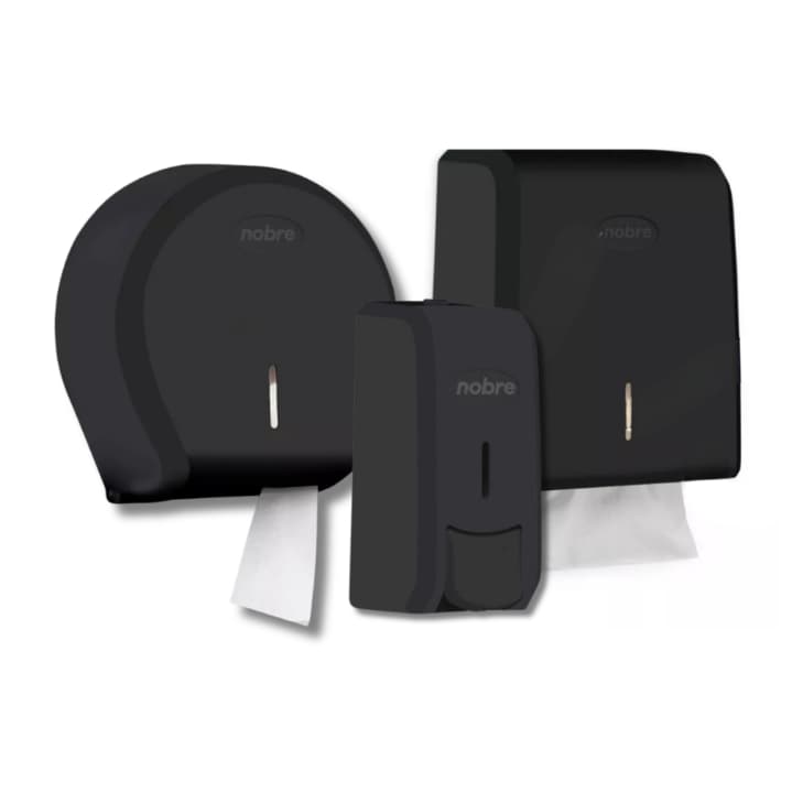 Kit 3 Dispenser PRETO ou BRANCO De Papel Nobre Manual 300m Parede Banheiro Escritório