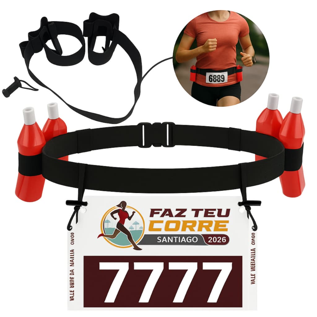 Cinto Porta Numero Para Corrida Triathlon Ciclismo Com Suporte lateral para objetosCarbo Gel