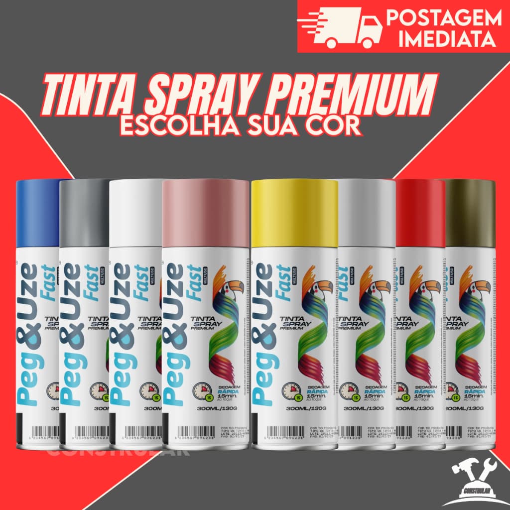 Tinta Spray Peg&Uze Premium 300ml Multiuso, Alta Cobertura, Secagem Rápida e Acabamento Profissional