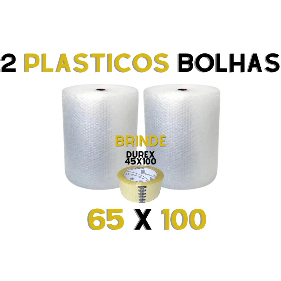 Plástico Bolhas de 65x100M 2 UN. - com Fita adesiva 45x100M - Proteção para sua mudança.