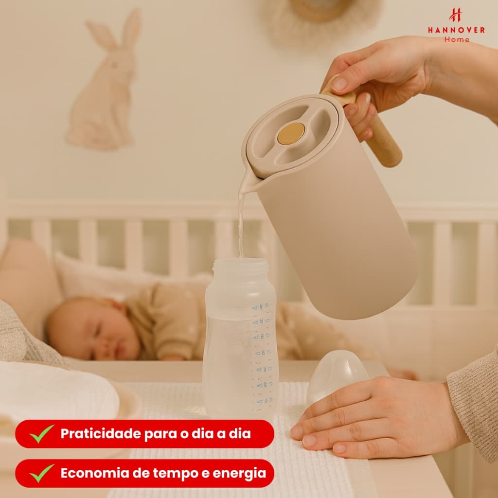 Garrafa Jarra Térmica Nórdica 1 Litro Café Chá Cabo de Madeira Cozinha Multiuso Utensílios Doméstico