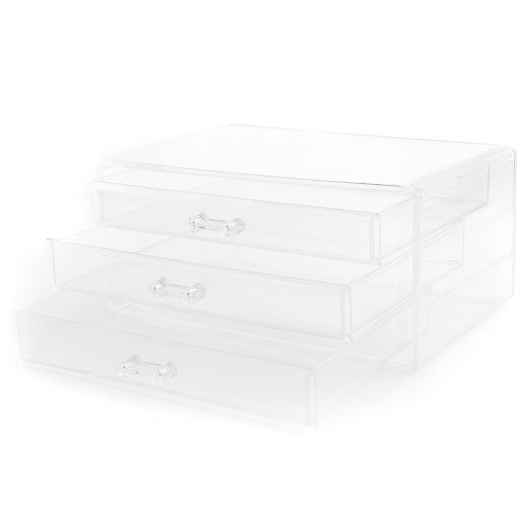 Organizador Caixa Acrílico Lorben Maquiagem Joias 3 Gavetas