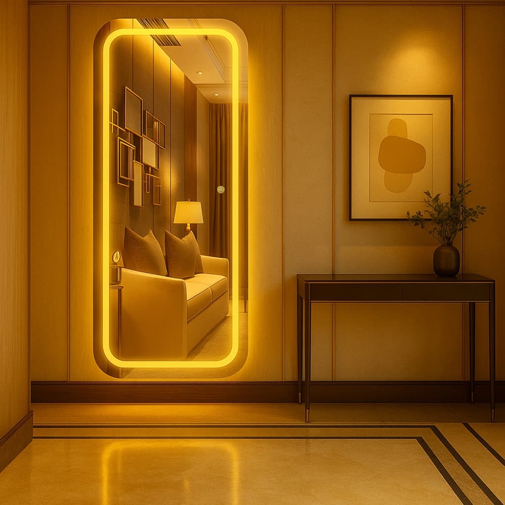 Espelho Retangular Led Jateado Bivolt Touch Corpo Inteiro Grande Casa Quarto Salão Loja Hall Lançamento Promoção