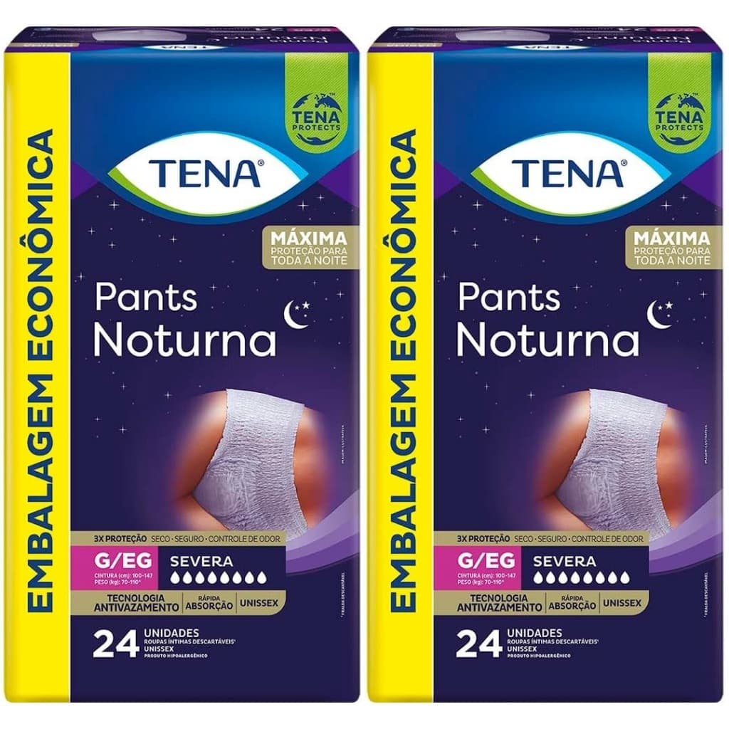 Kit 2un TENA PANTS NOTURNA G/EG 24un - Total 48un