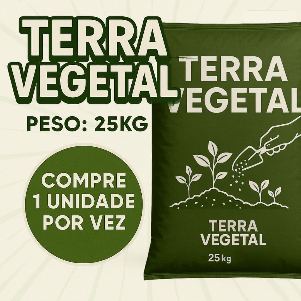 Terra Vegetal 25KG para plantações hortas jardins pronto para uso