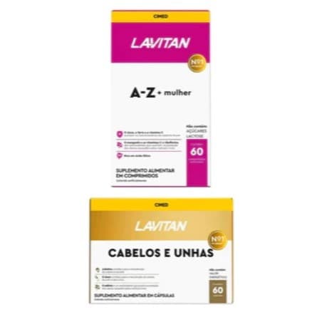 Kit 01 Lavitan Mulher A-Z + 01 Lavitan Cabelos e Unhas – 60 Comprimidos Cada Original
