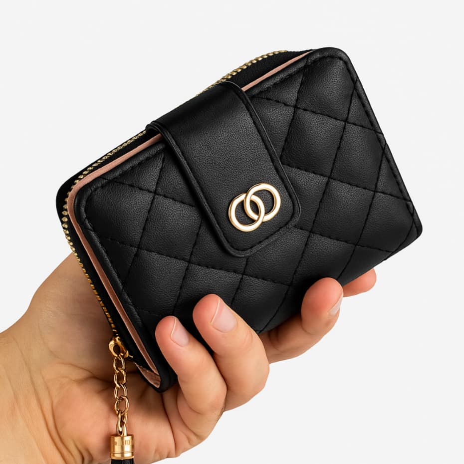 Carteira Feminina Porta Cartões Moedas Couro Sintético Compacta