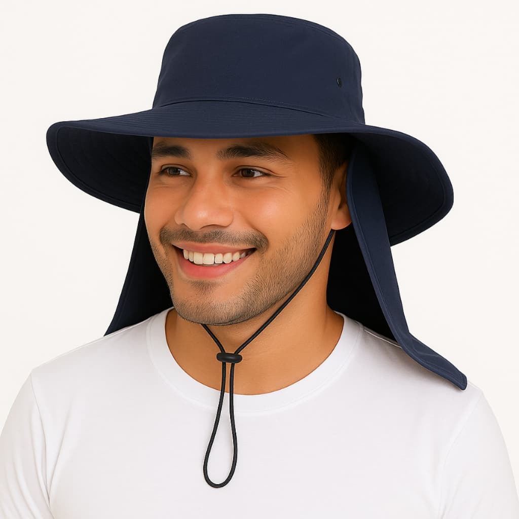 Chapéu de Pescador Aba Firme Proteção de Pescoço Camping Chapéu para Trabalhar no Sol